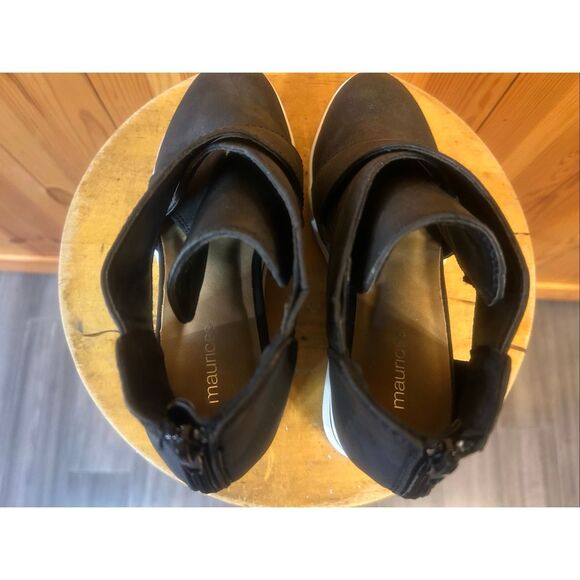 Maurices Gloria Wedge Ankle Shoes Cut Out Sides Black Booties Size 8 - Picture 5 of 8